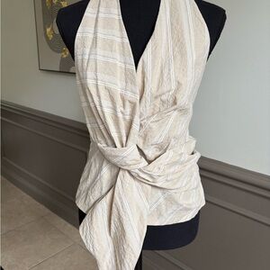 Zara Beige and White Striped Top